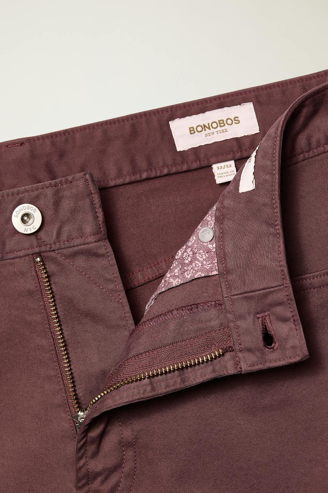 Italian Brushed 5-Pocket Pants / Bonobos - cherry chocolate
