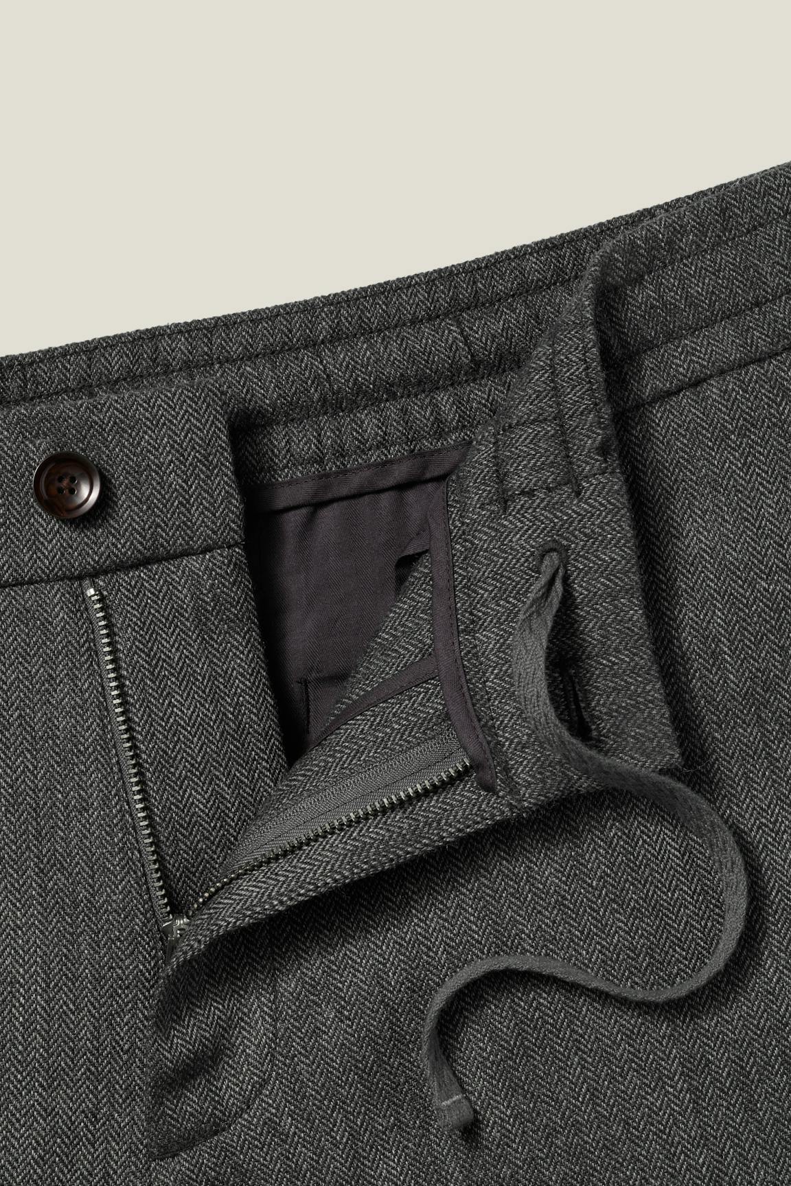 Wool Drawstring Trouser / Bonobos - grey herringbone