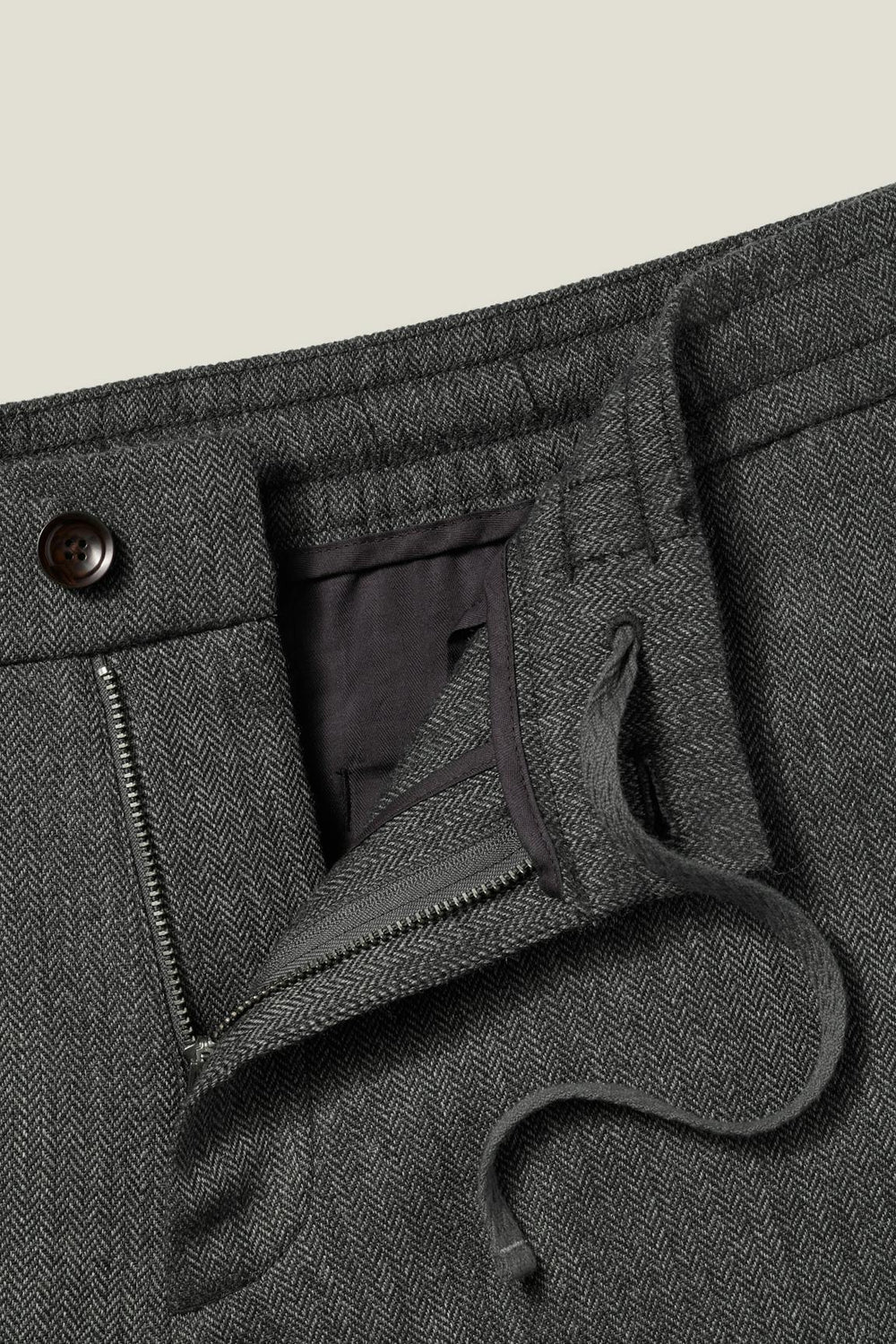 Wool Drawstring Trouser / Bonobos - grey herringbone