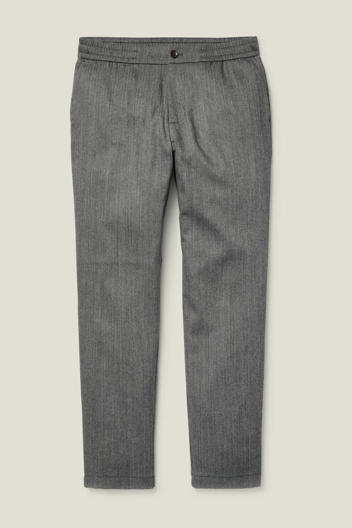 Wool Drawstring Trouser / Bonobos - grey herringbone
