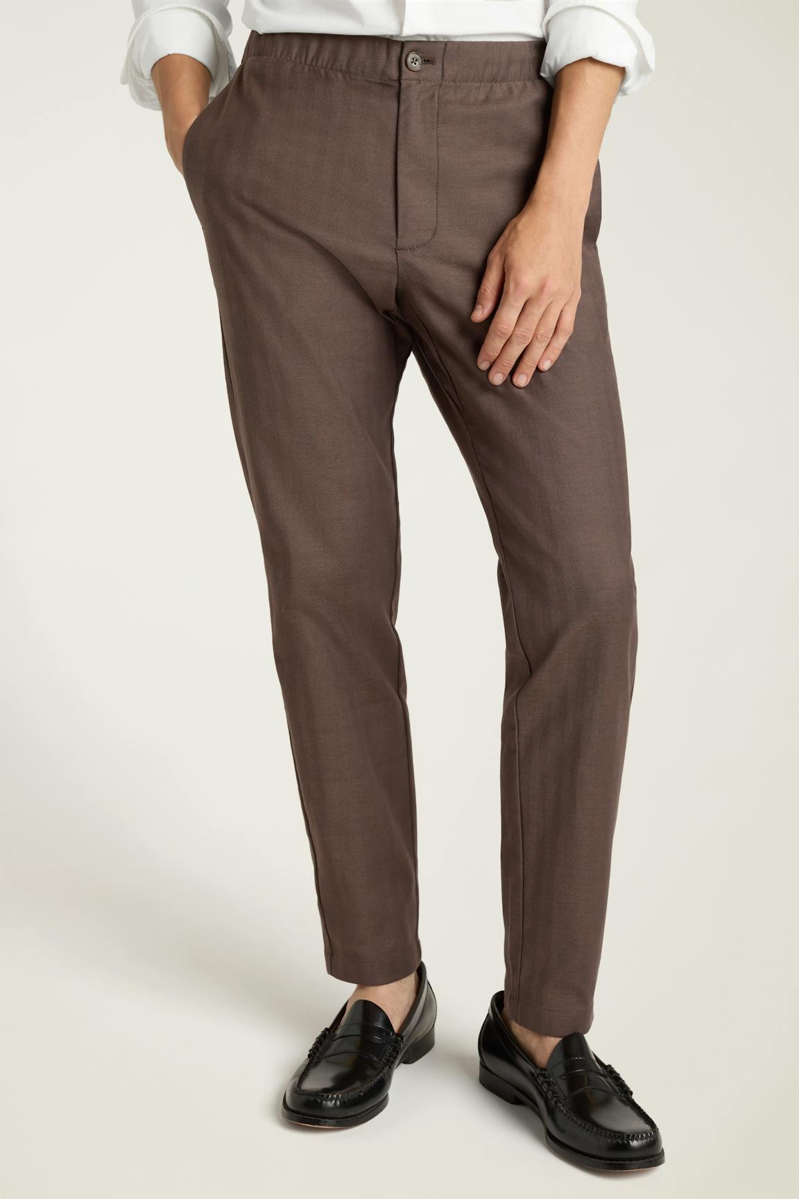 The Off Duty Pant / Bonobos - chocolate brown herringbone