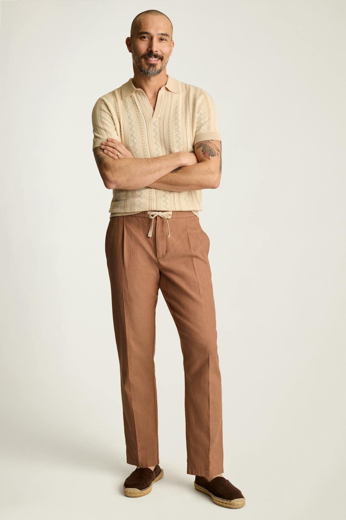 Linen Blend Boardwalk Pant / Bonobos - russet herringbone linen