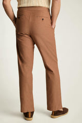 Linen Blend Boardwalk Pant / Bonobos - russet herringbone linen