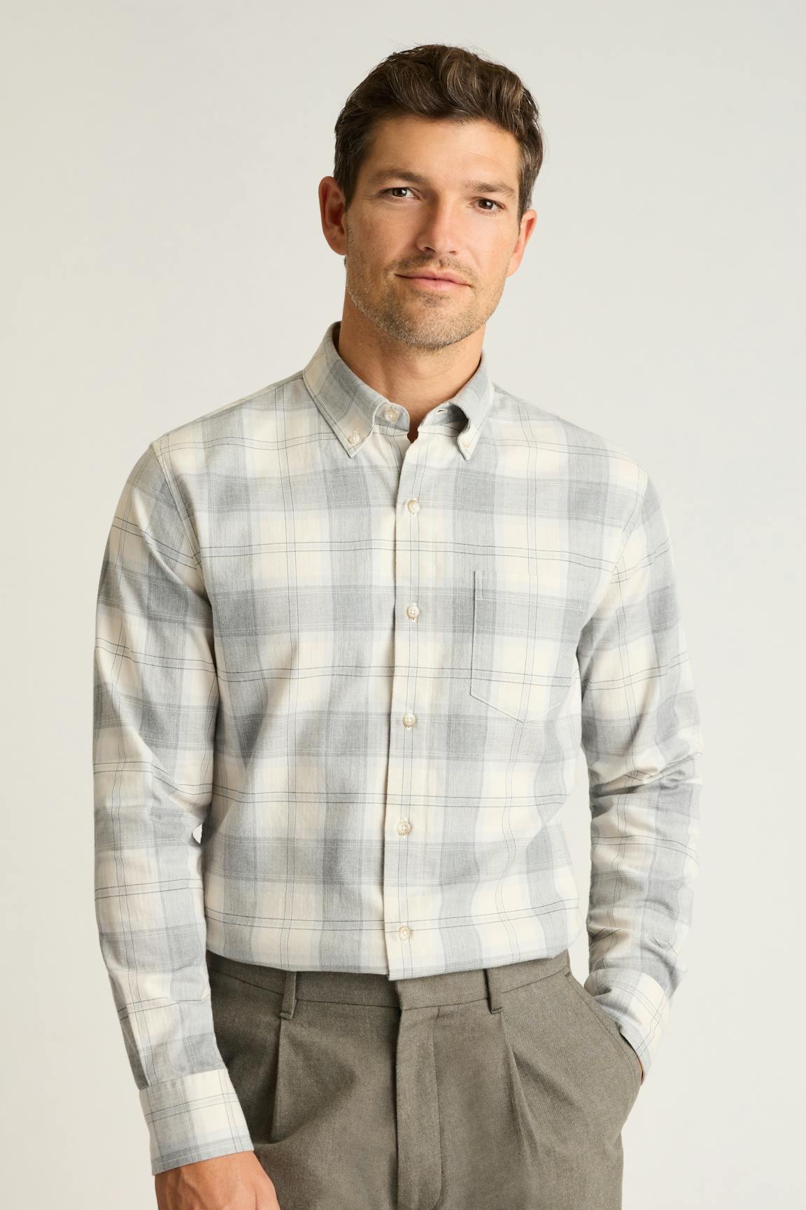 Everyday Lightweight Flannel Shirt / Bonobos - ice grey plaid