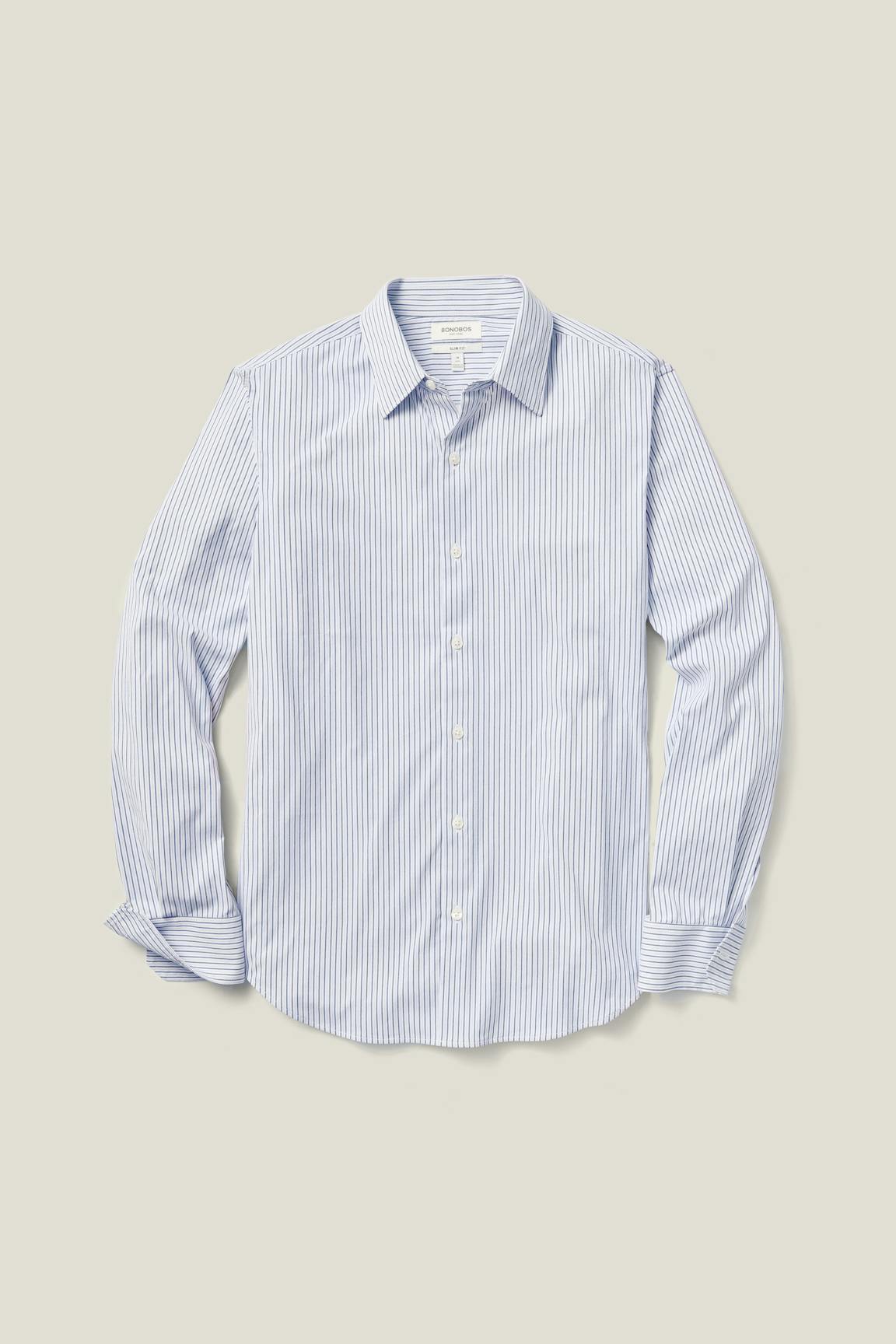 Tech Button Down Shirt / Bonobos - blue lavender twill stripe
