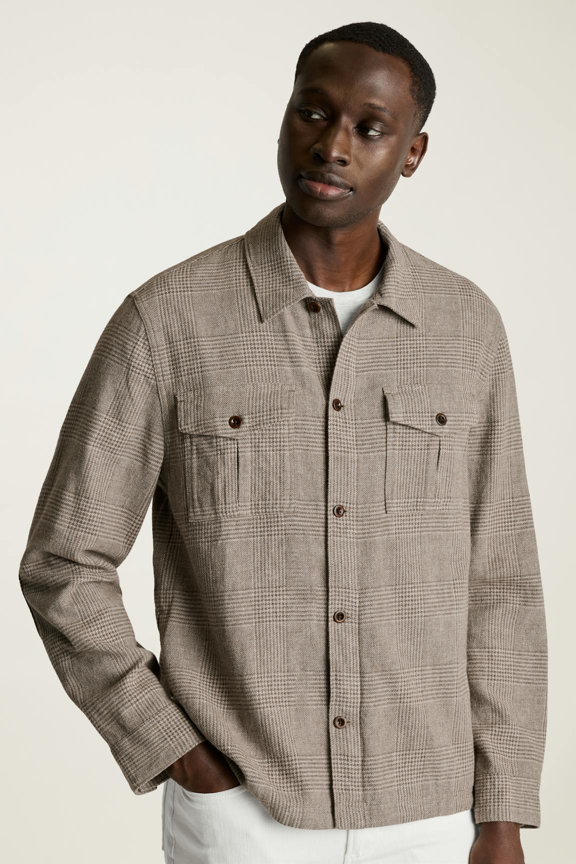 Nantucket Linen Overshirt / Bonobos - brown glen check