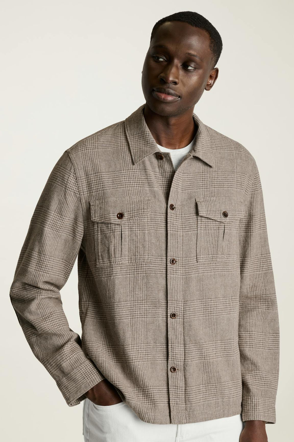Nantucket Linen Overshirt / Bonobos - brown glen check