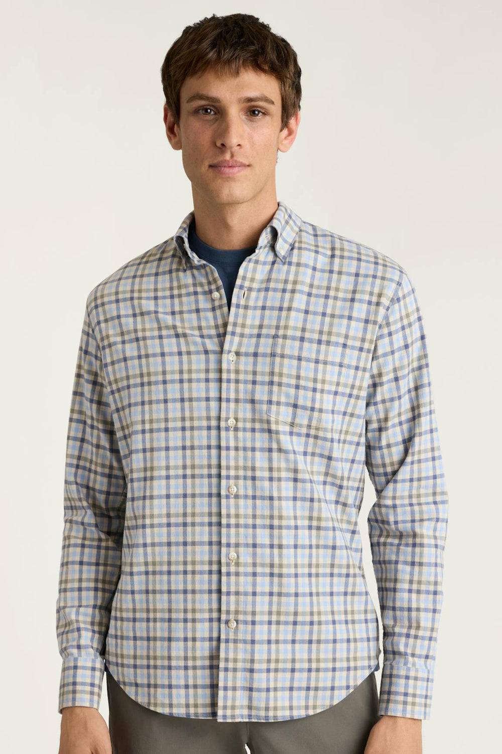 Everyday Lightweight Flannel Shirt / Bonobos - blue cream check