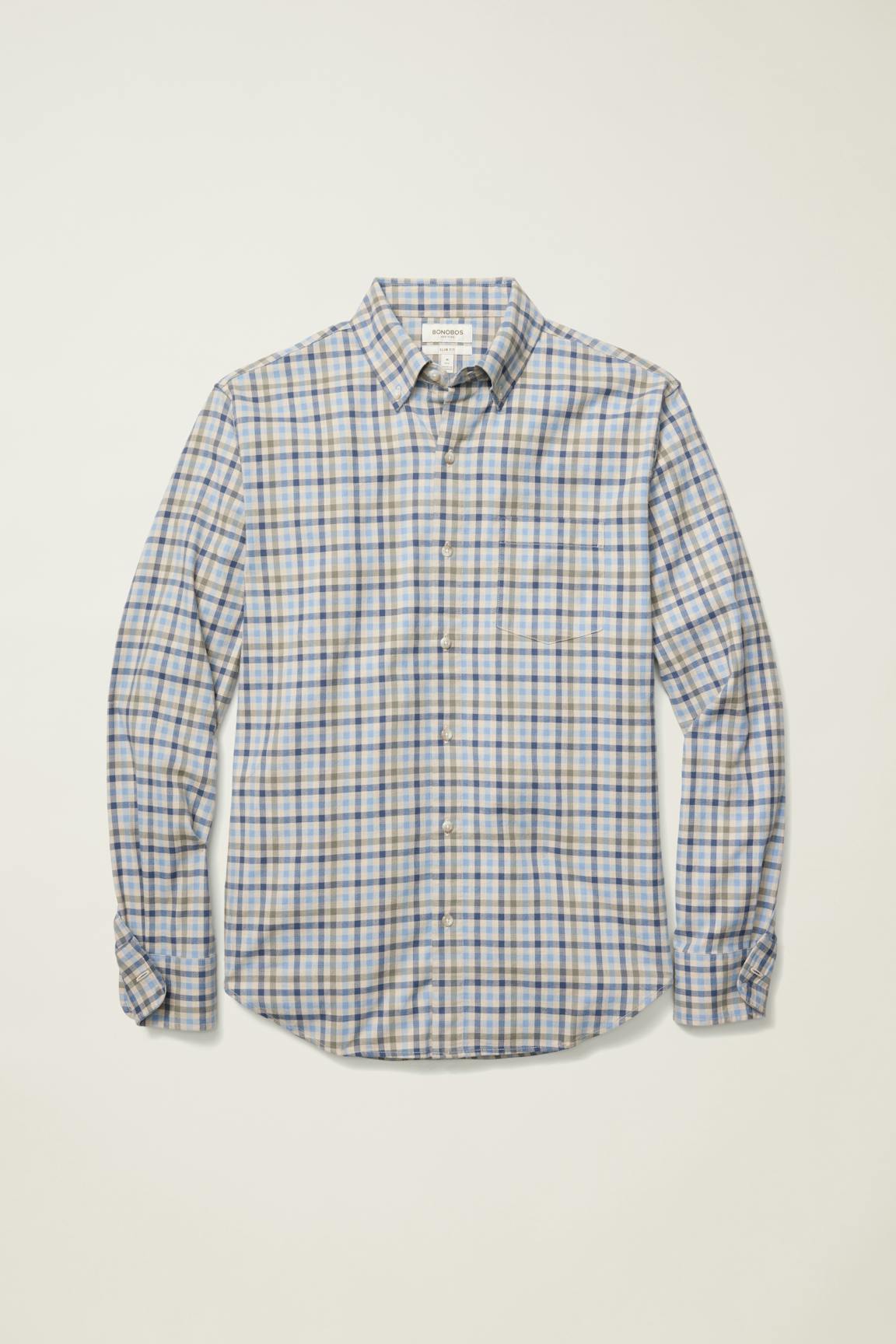 Everyday Lightweight Flannel Shirt / Bonobos - blue cream check