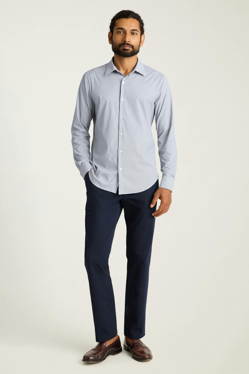Tech Button Down Shirt / Bonobos - navy wave micro geo