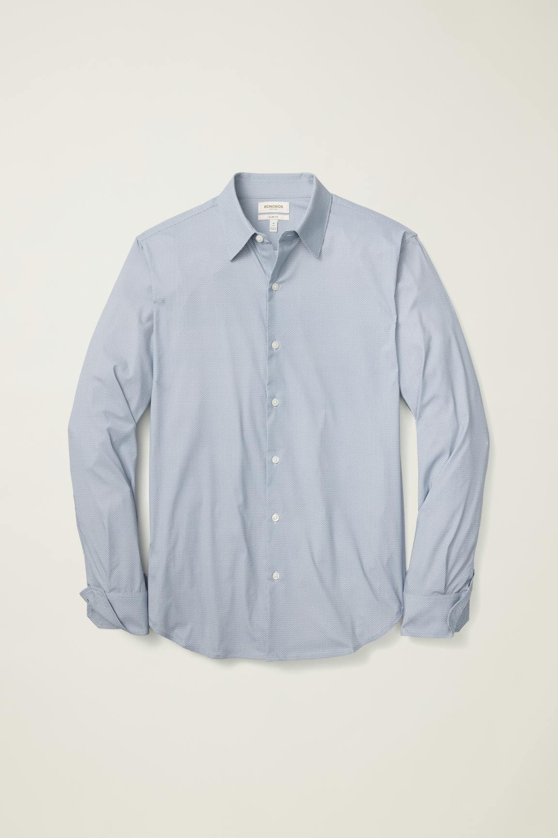 Tech Button Down Shirt / Bonobos - navy wave micro geo