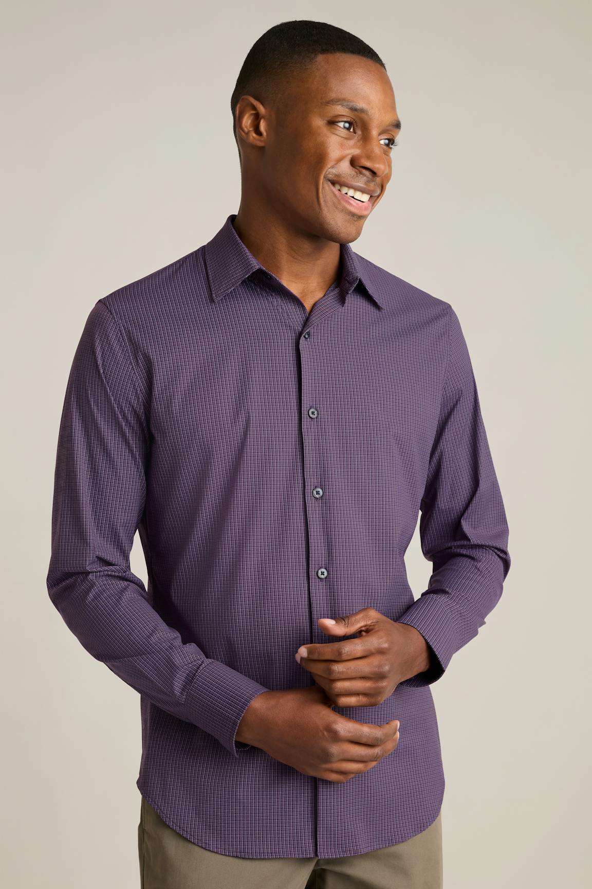 Tech Button Down Shirt / Bonobos - purple rubbel plaid
