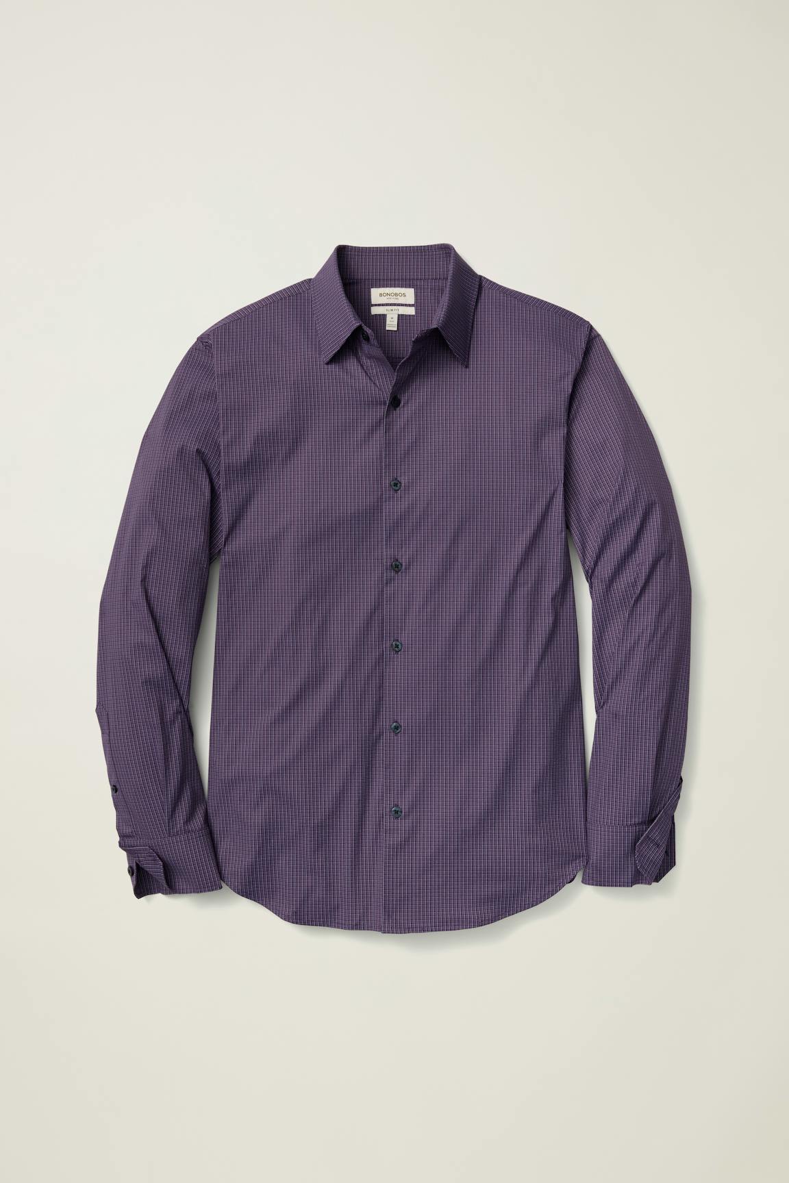 Tech Button Down Shirt / Bonobos - purple rubbel plaid