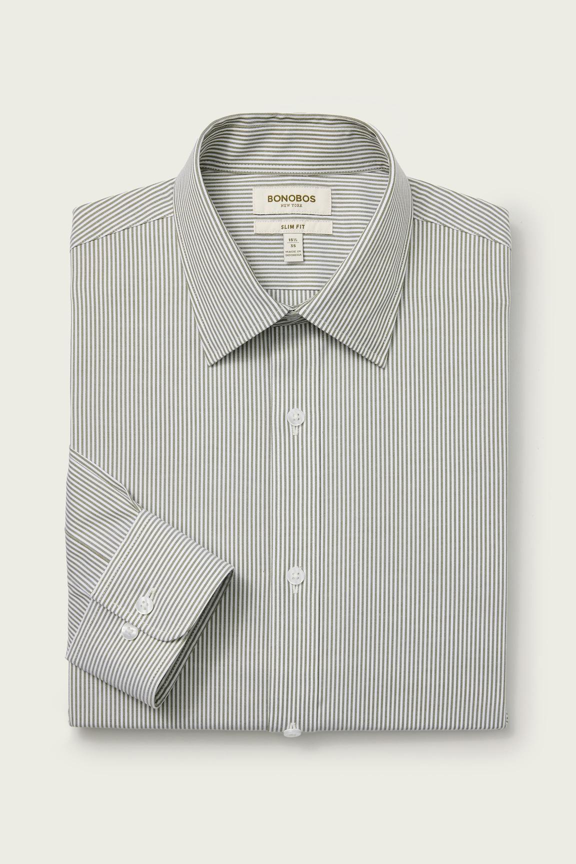 Weekday Warrior Dress Shirt / Bonobos - olive melville stripe