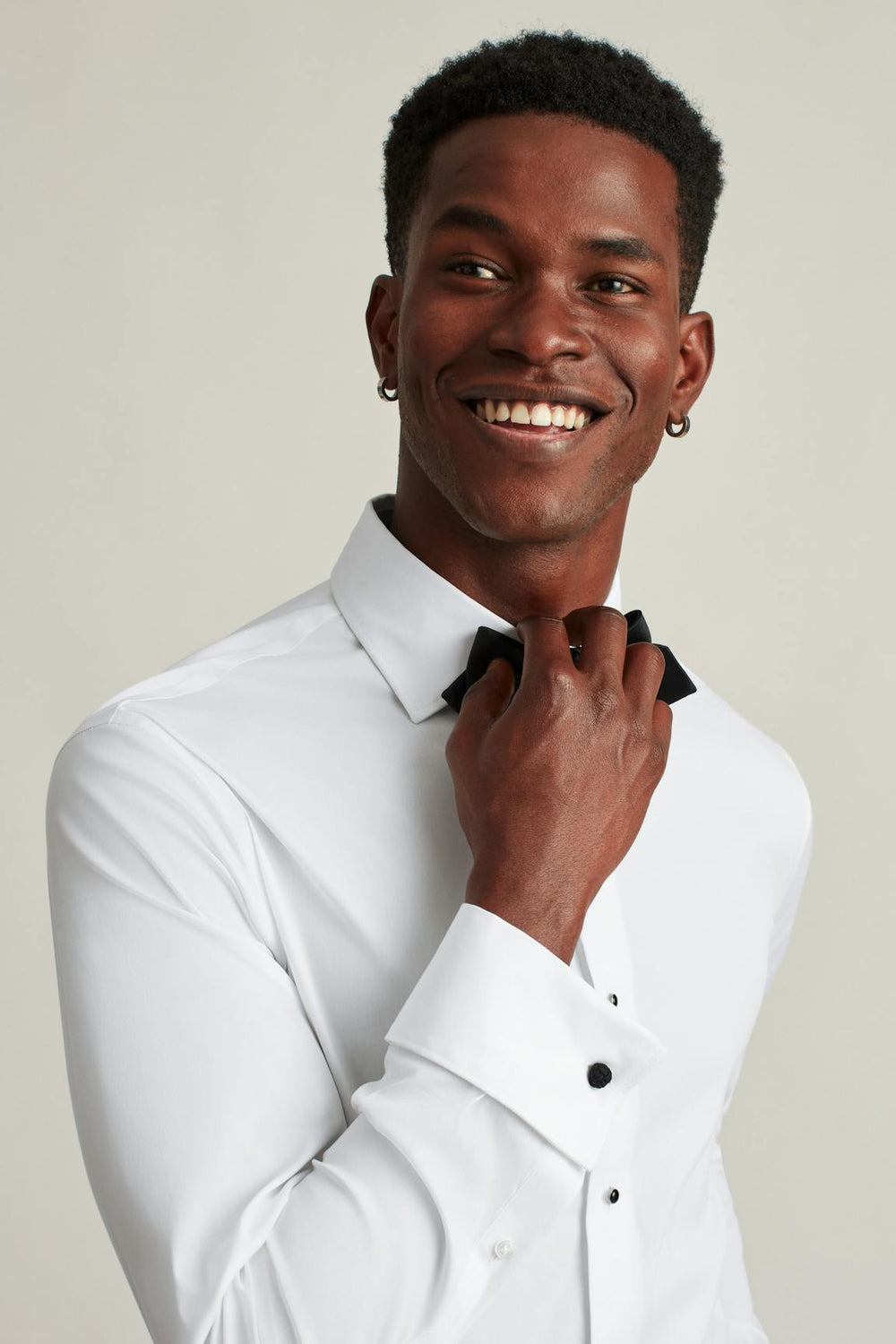 Empire Stretch Tuxedo Shirt / Bonobos - white with studs