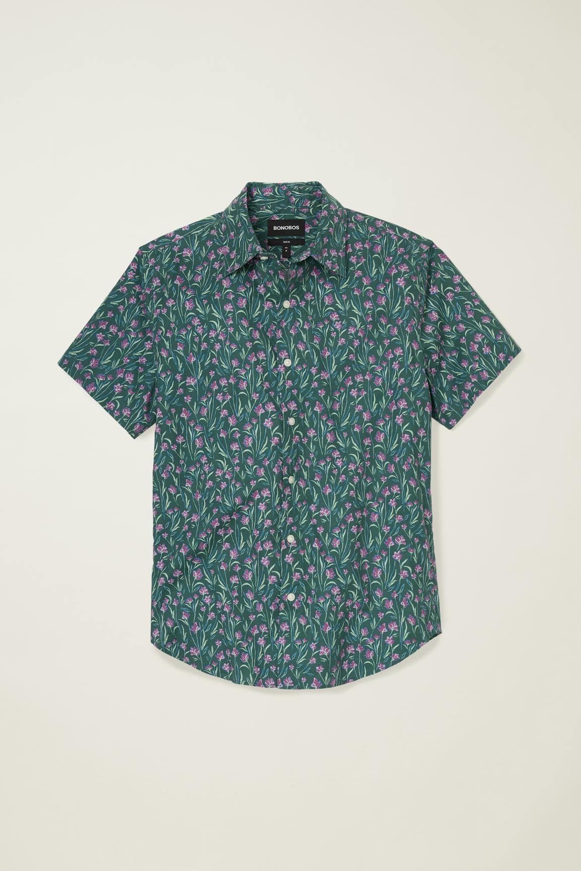 Riviera Short Sleeve Shirt / Bonobos - mint floral scatter
