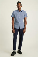 Riviera Short Sleeve Shirt / Bonobos - navy chambray dot