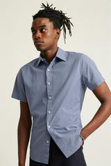 Riviera Short Sleeve Shirt / Bonobos - navy chambray dot