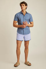 Riviera Short Sleeve Shirt / Bonobos - navy pink fish waves