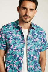 Riviera Short Sleeve Shirt / Bonobos - navy bonavista leaves