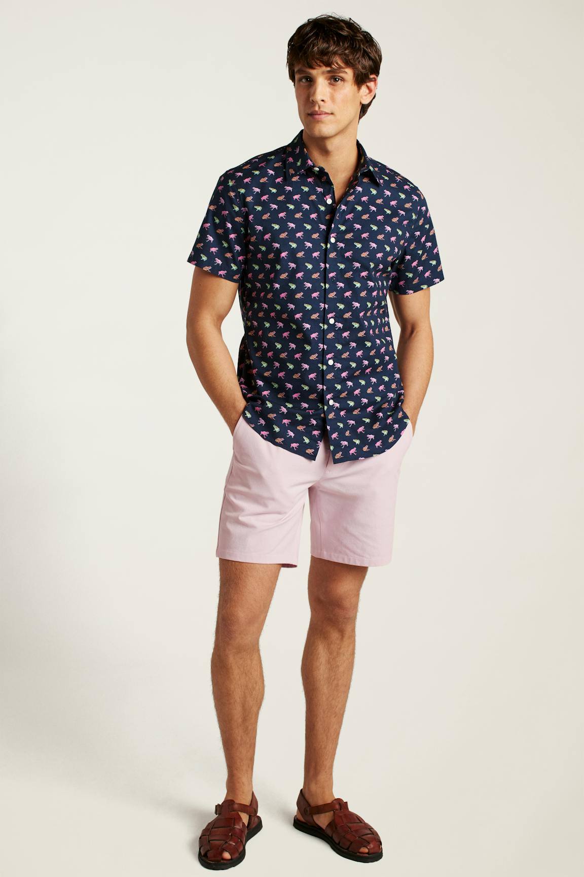 Riviera Short Sleeve Shirt / Bonobos - navy techno frogs