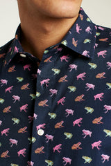 Riviera Short Sleeve Shirt / Bonobos - navy techno frogs