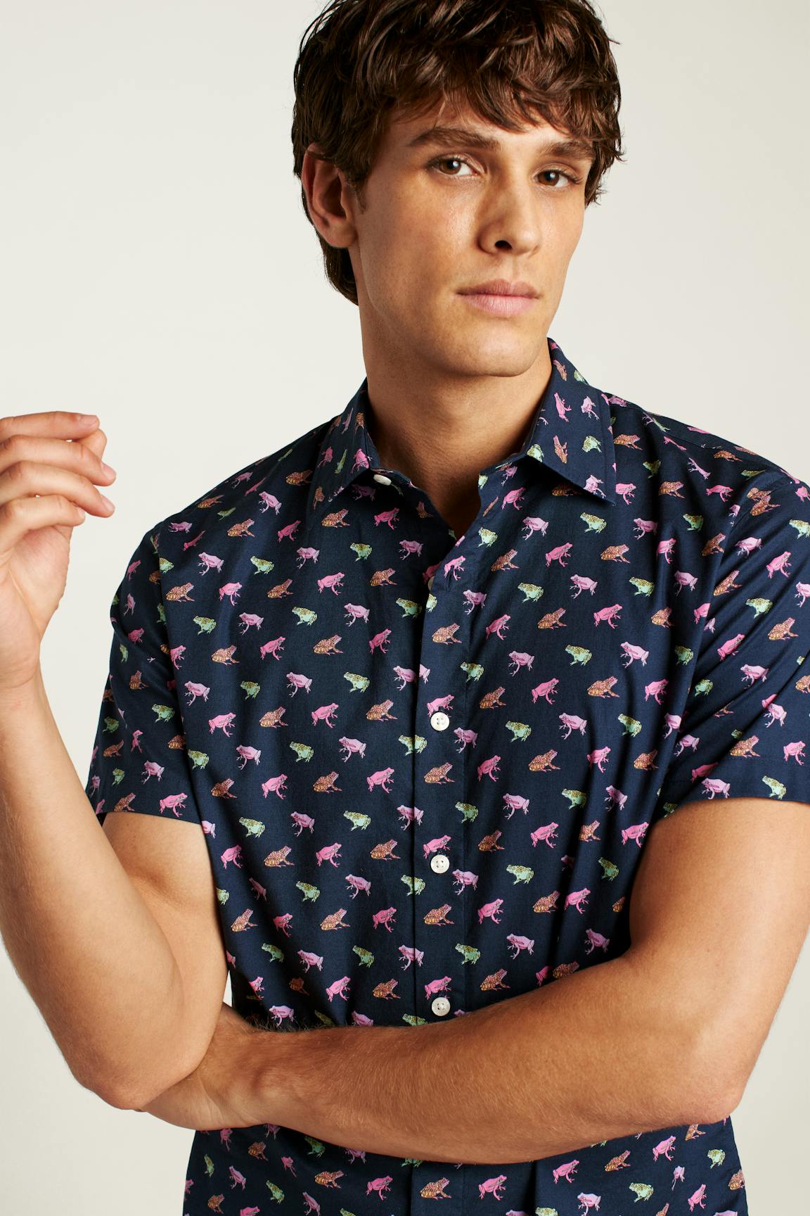 Riviera Short Sleeve Shirt / Bonobos - navy techno frogs