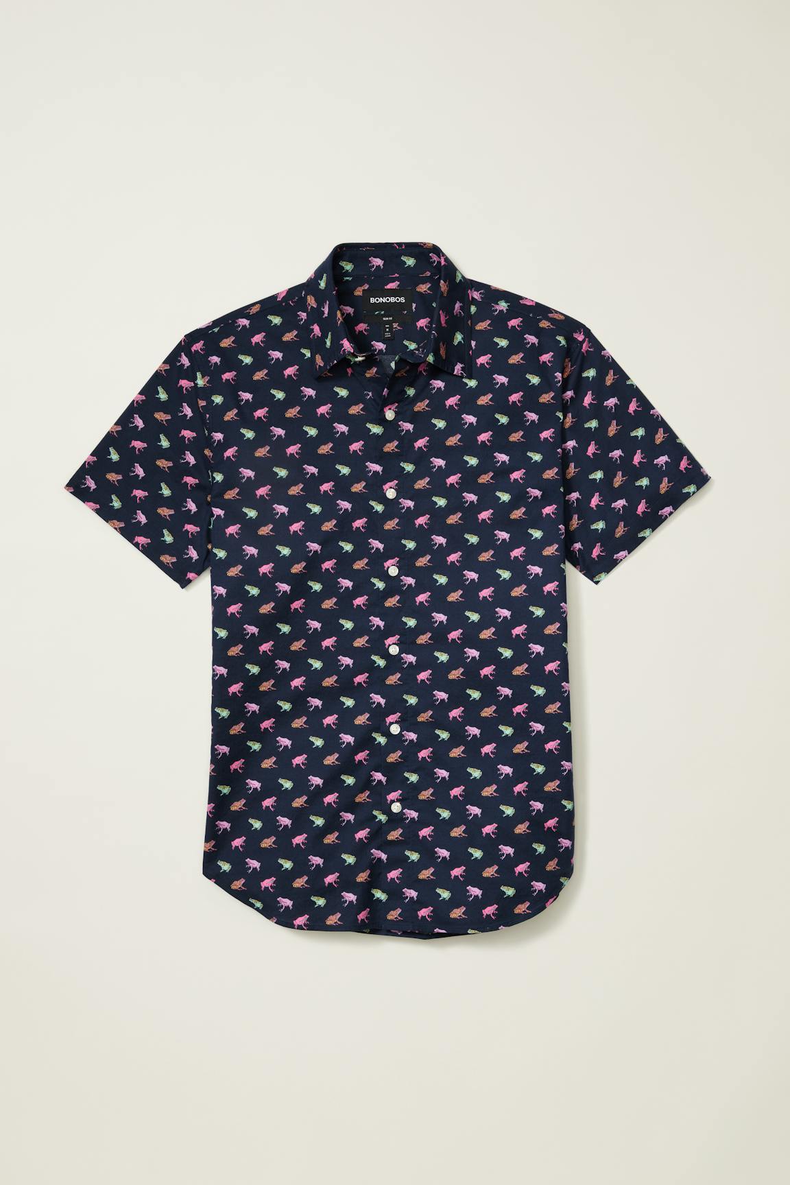Riviera Short Sleeve Shirt / Bonobos - navy techno frogs