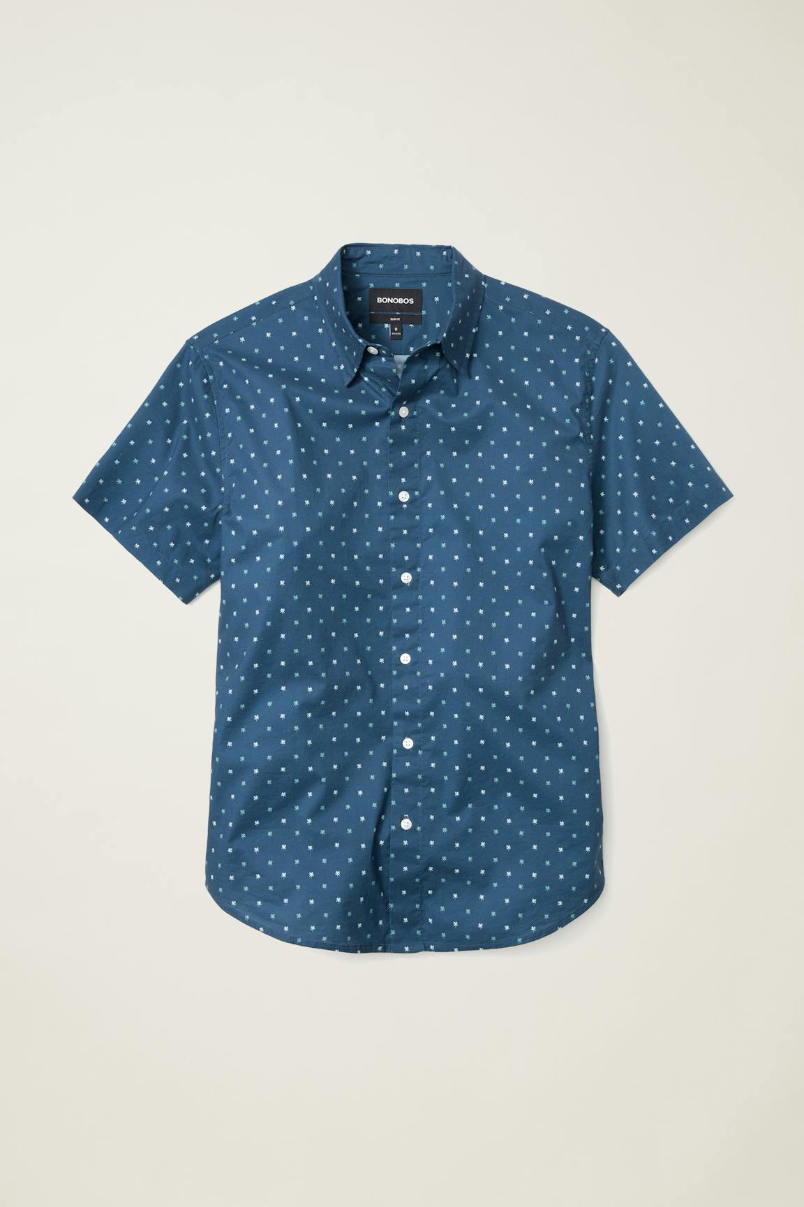 Riviera Short Sleeve Shirt / Bonobos - navy teal friend of a frond