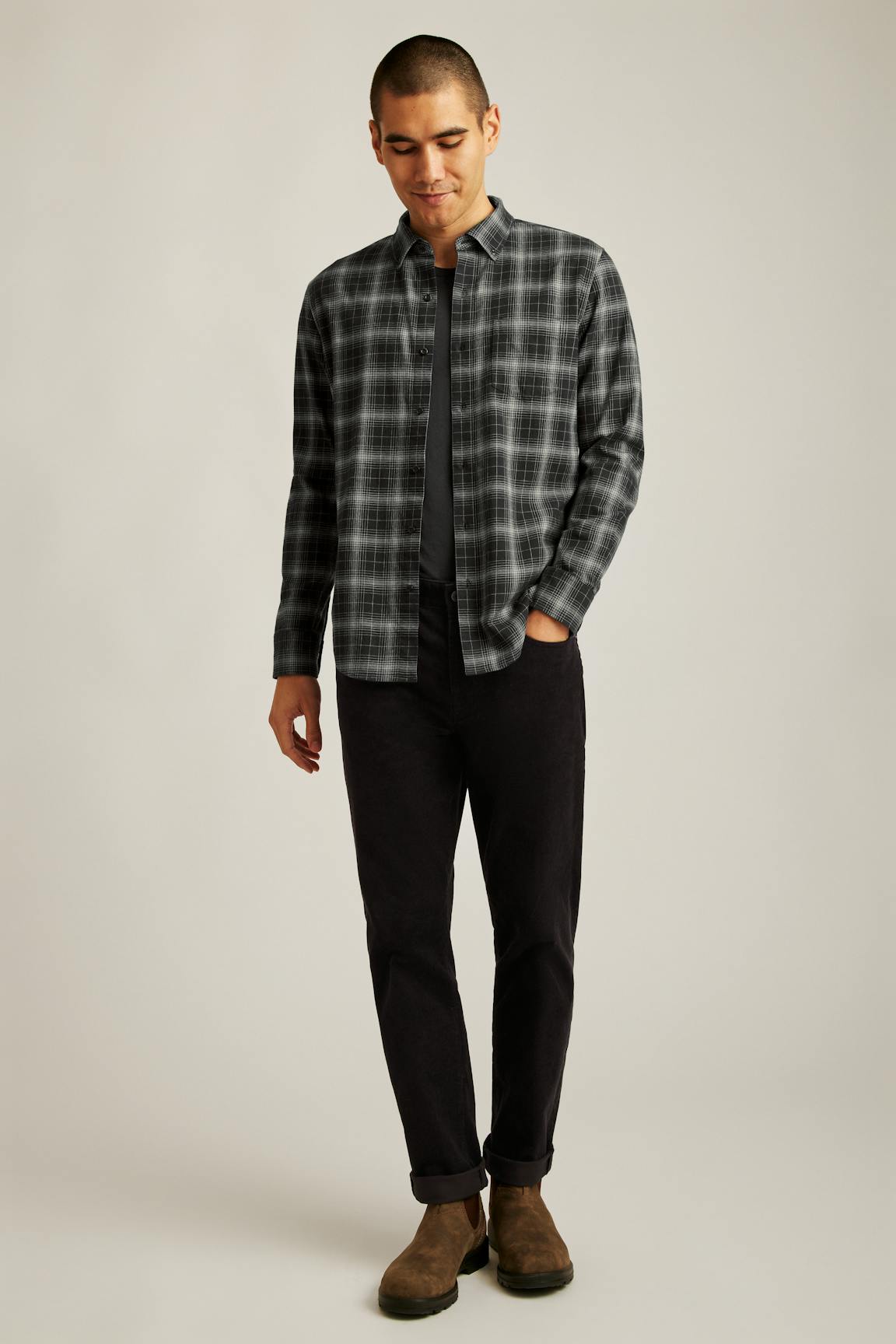 Everyday Lightweight Flannel Shirt / Bonobos - charcoal tadley plaid
