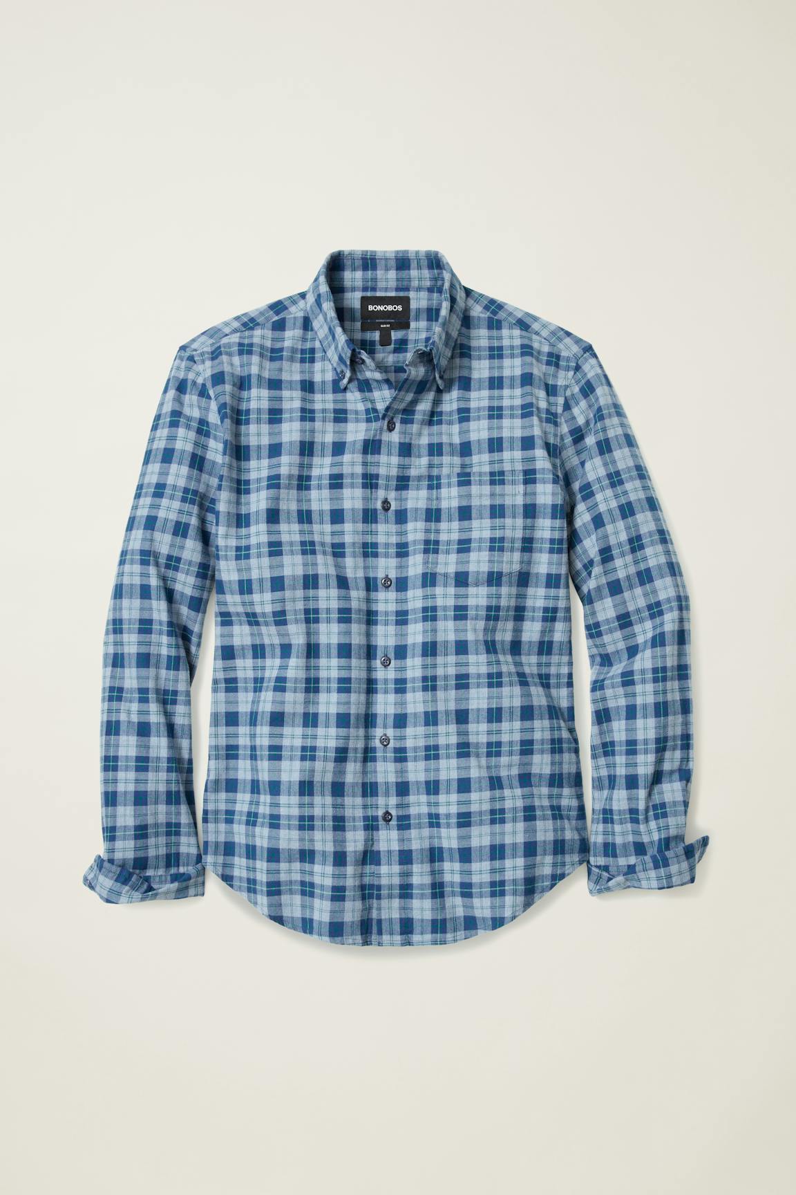 Everyday Lightweight Flannel Shirt / Bonobos - heather blue heywood plaid