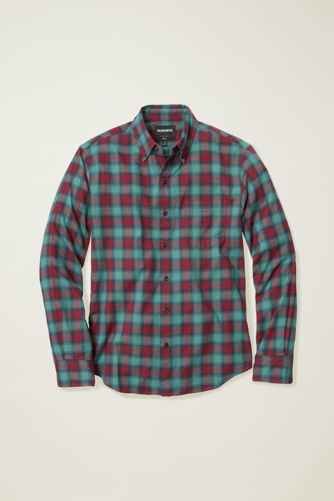 Everyday Lightweight Flannel Shirt / Bonobos - burgundy sage plaid