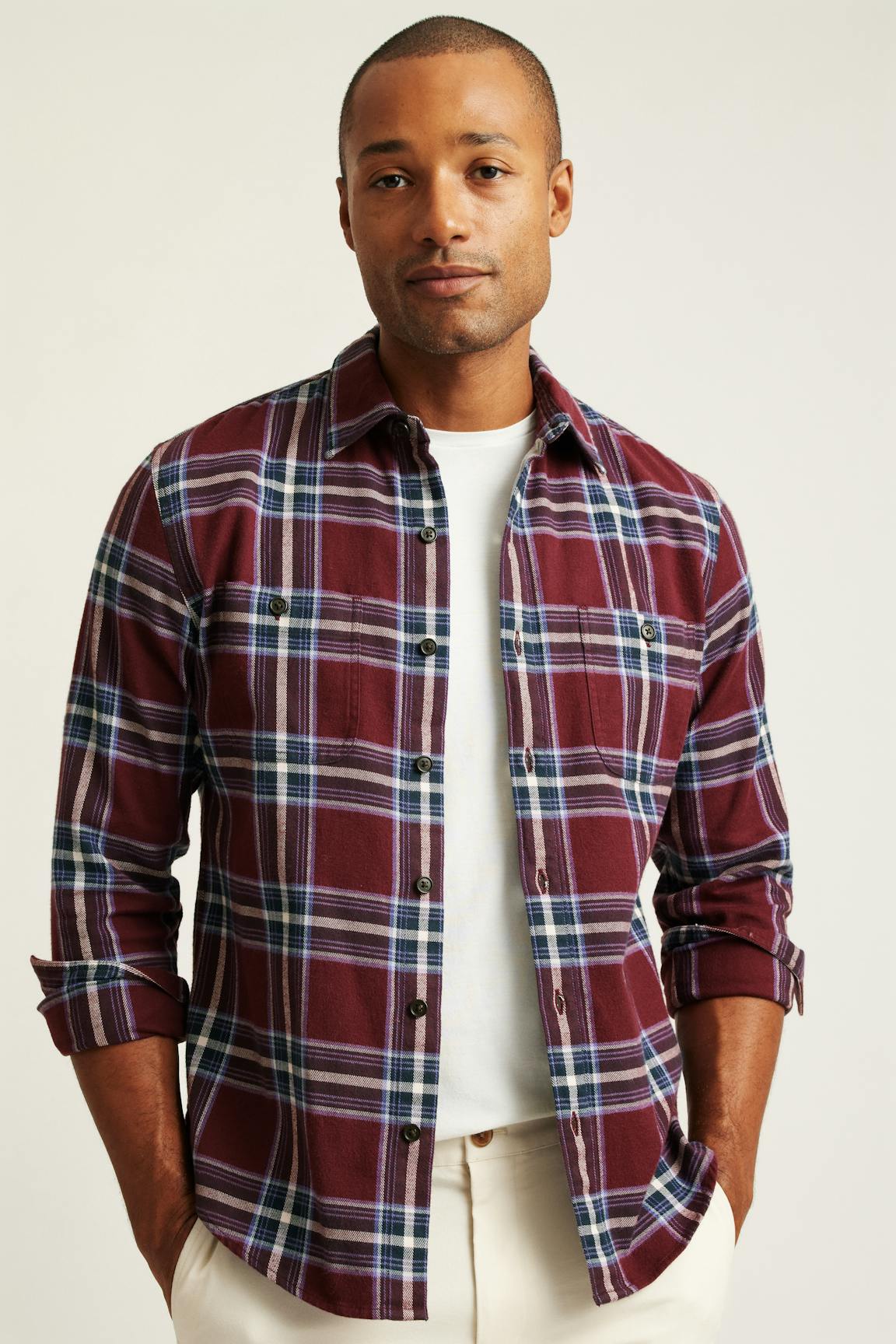 Fireside Flannel Shirt / Bonobos - burgundy huxley plaid