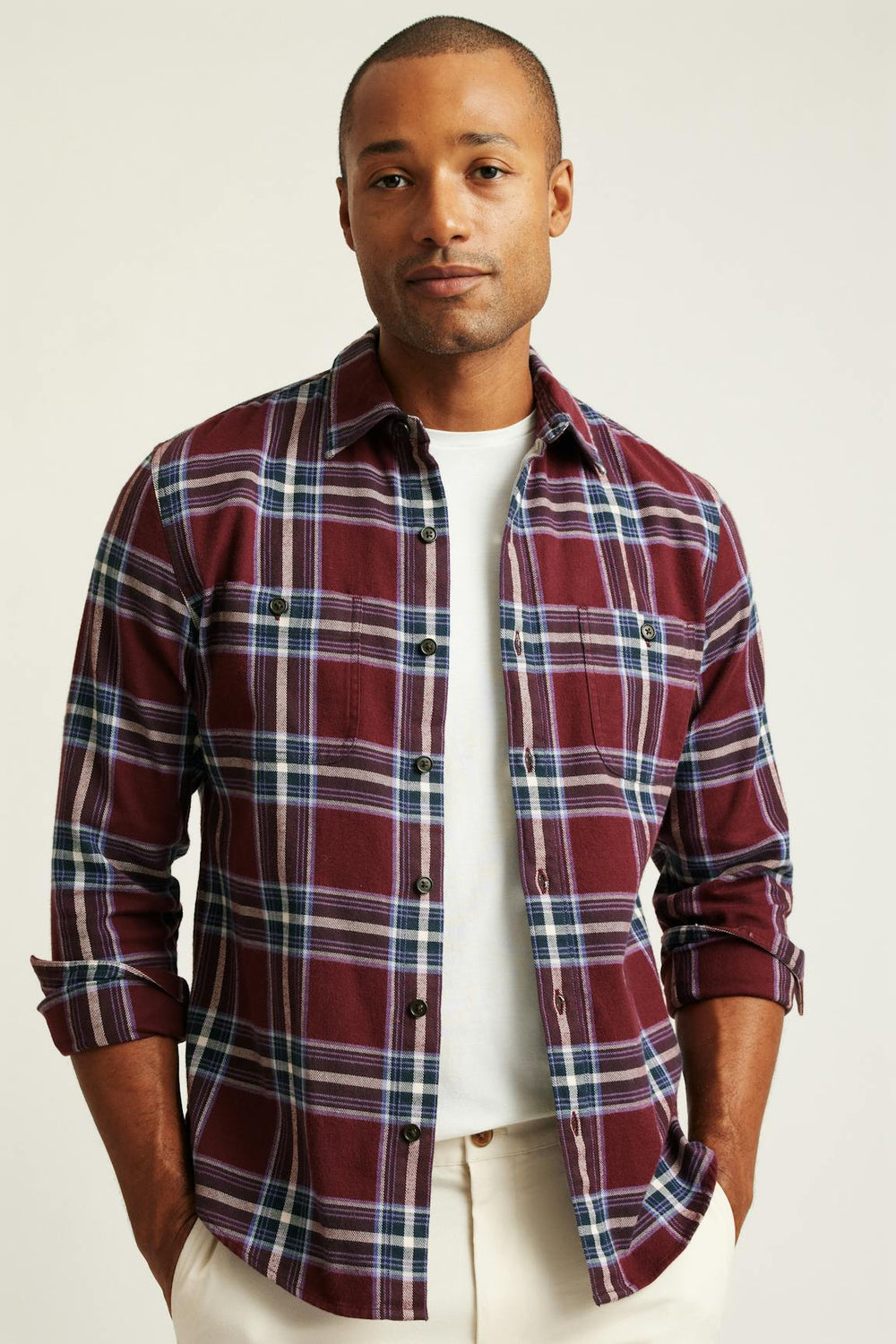 Fireside Flannel Shirt / Bonobos - burgundy huxley plaid
