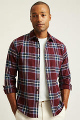 Fireside Flannel Shirt / Bonobos - burgundy huxley plaid