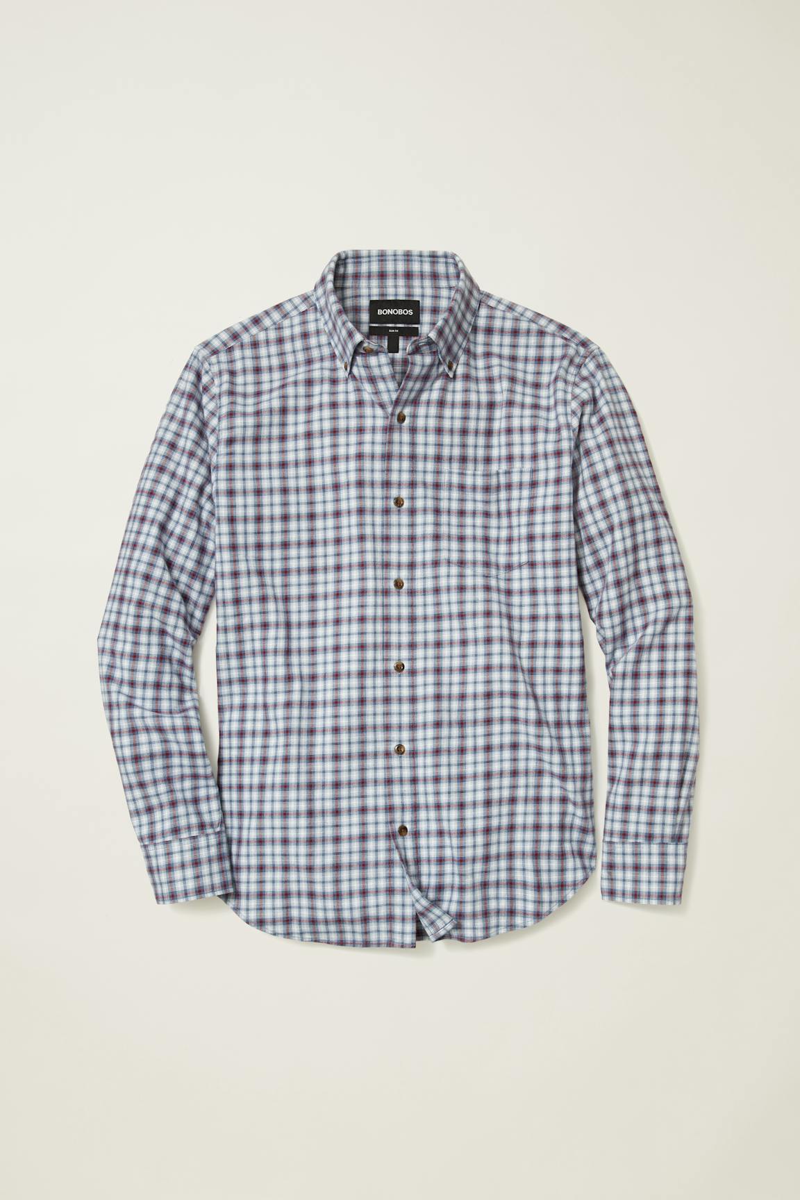 Everyday Lightweight Flannel Shirt / Bonobos - heather blue burgundy plaid
