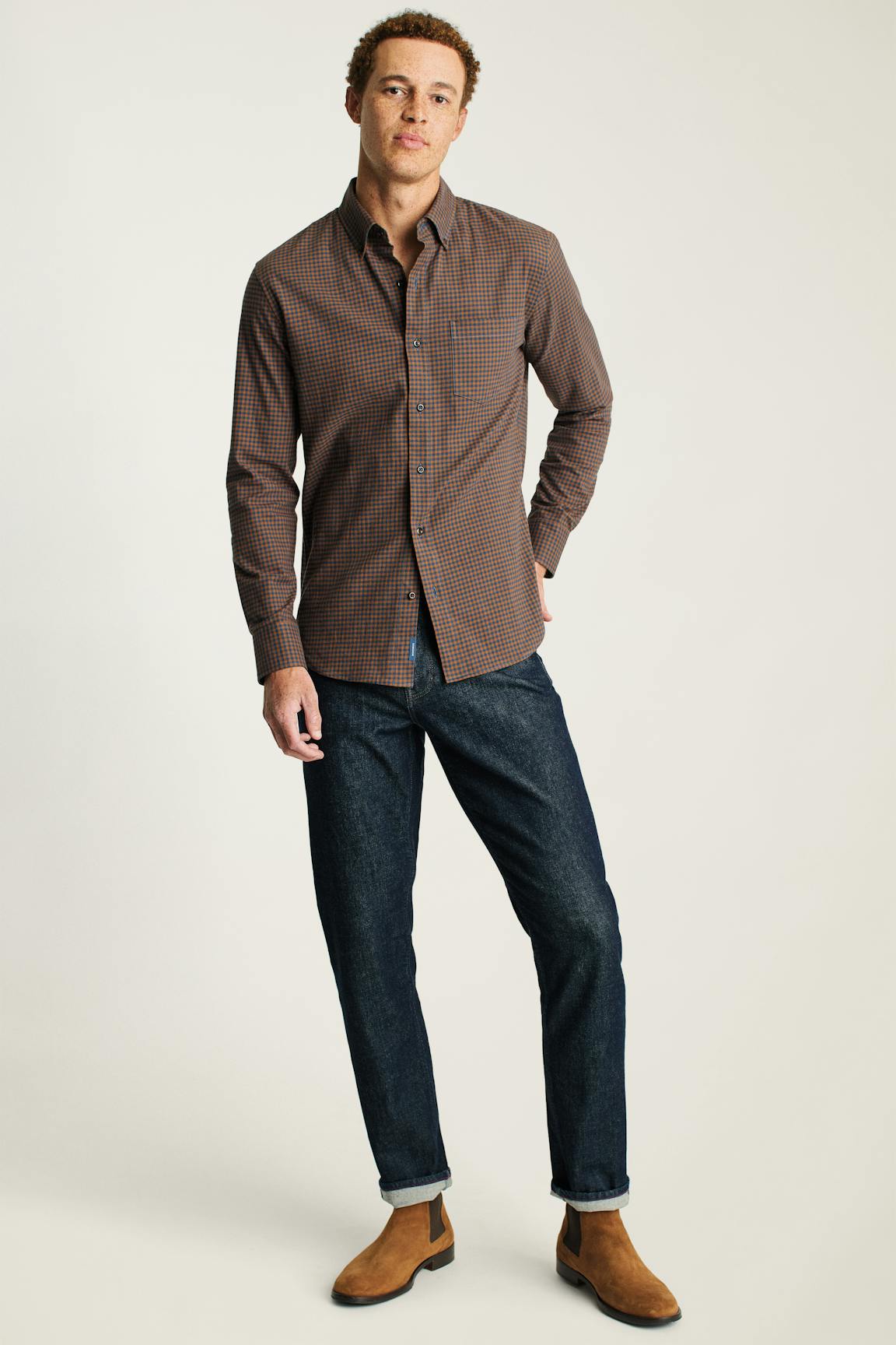 Everyday Lightweight Flannel Shirt / Bonobos - navy blue rust check