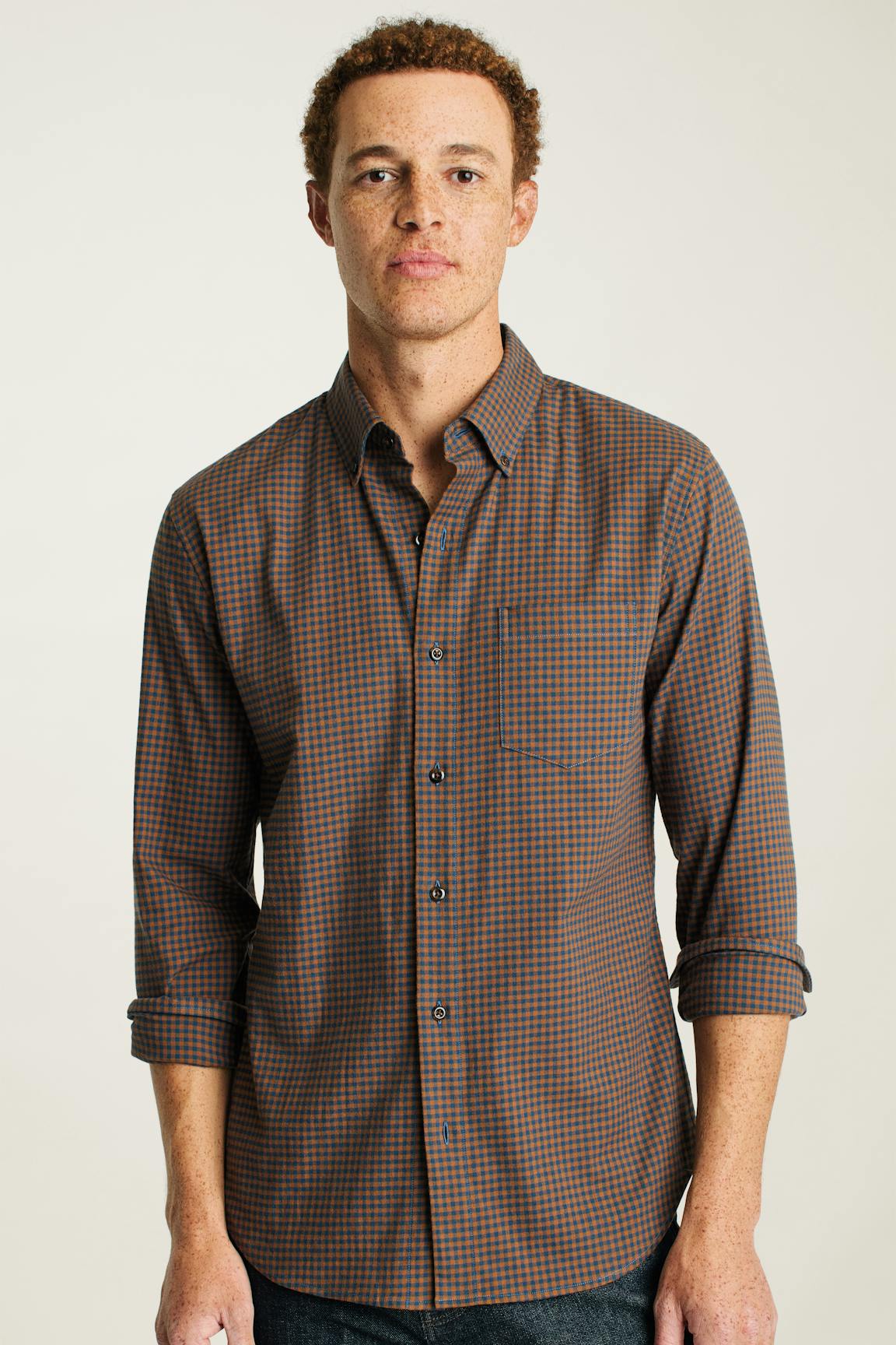Everyday Lightweight Flannel Shirt / Bonobos - navy blue rust check