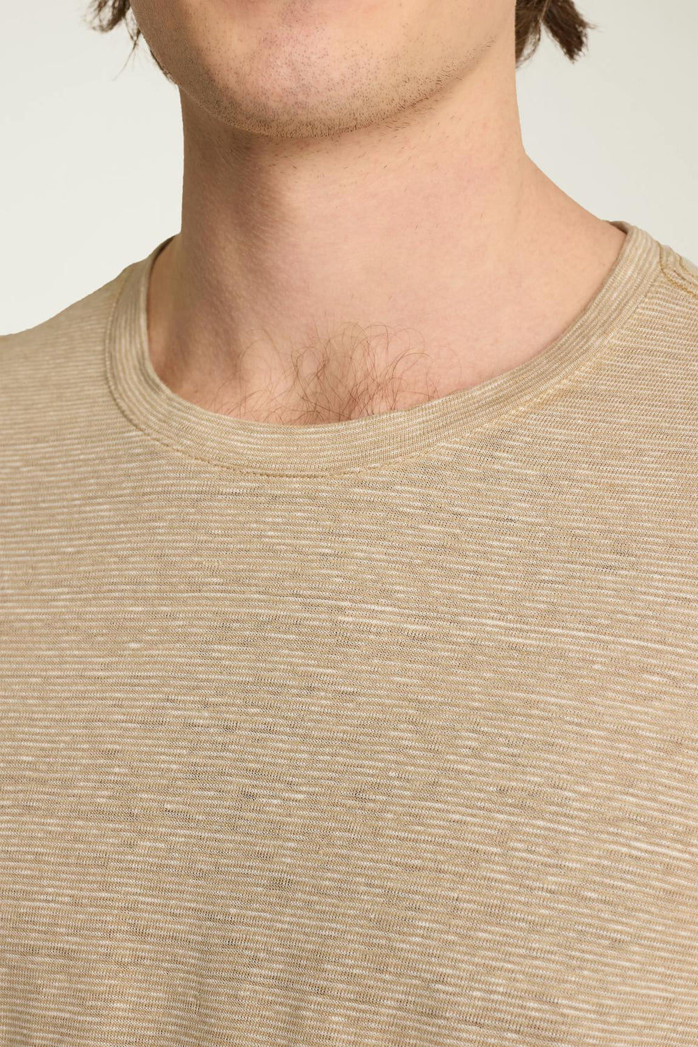 Linen Crew Neck Tee / Bonobos - tan stripe