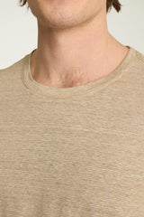 Linen Crew Neck Tee / Bonobos - tan stripe