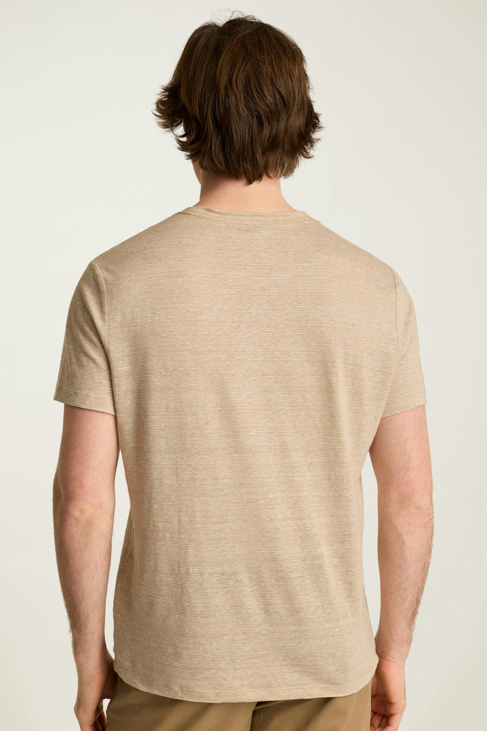 Linen Crew Neck Tee / Bonobos - tan stripe