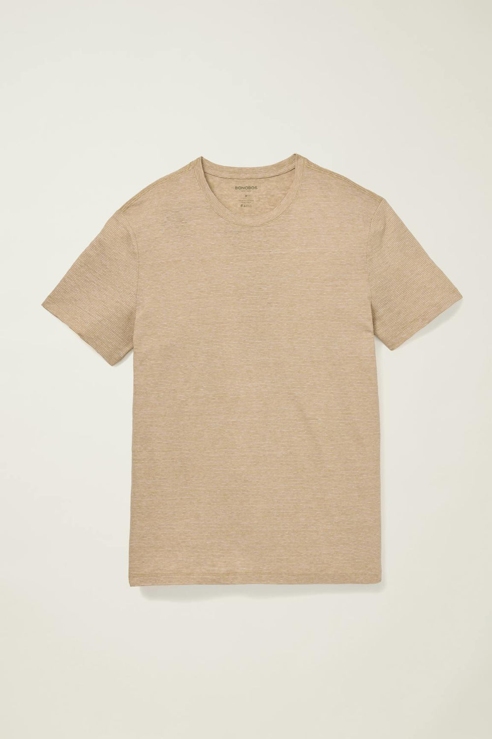 Linen Crew Neck Tee / Bonobos - tan stripe
