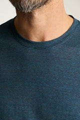 Linen Crew Neck Tee / Bonobos - dark sea blue stripe