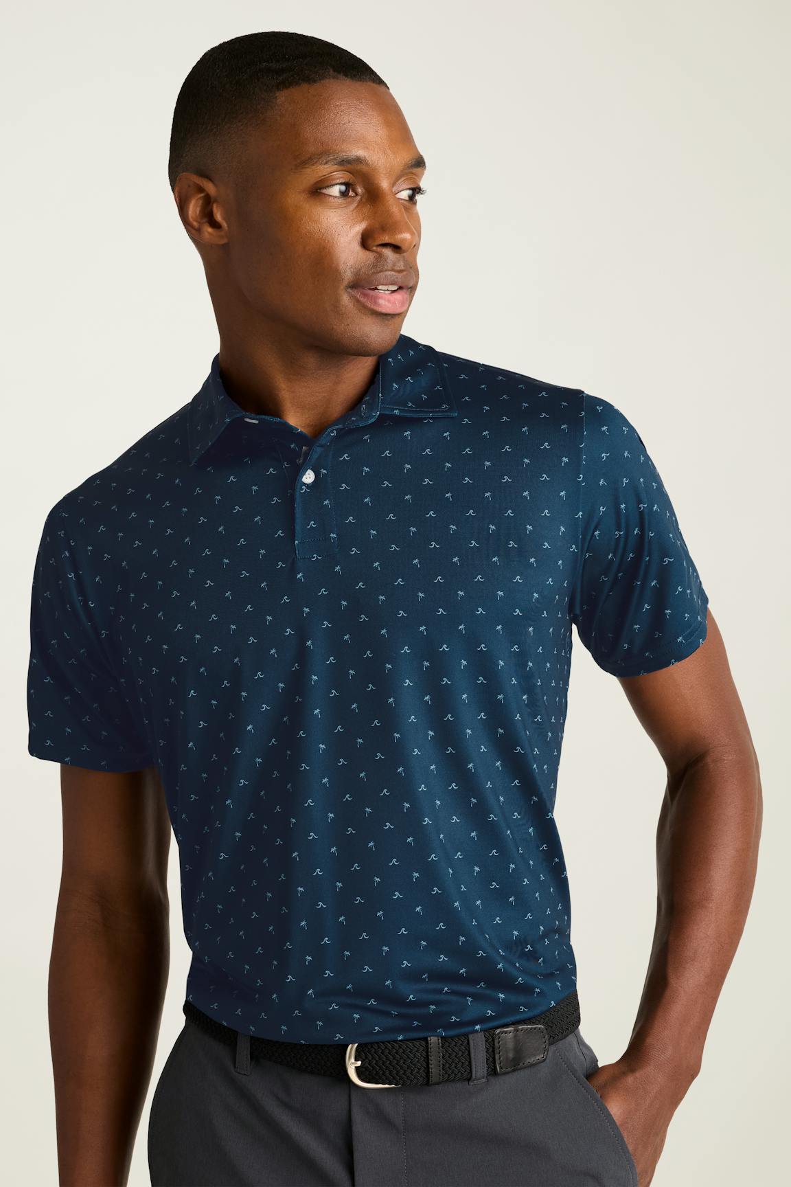 Performance Golf Polo / Bonobos - navy blue palms