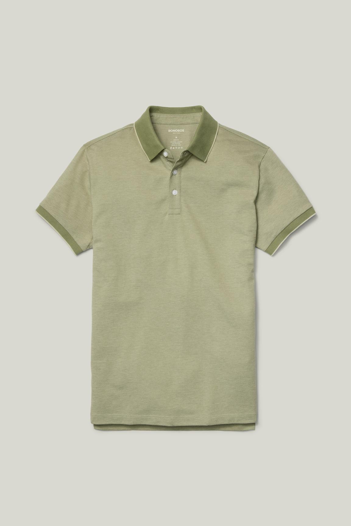 Stretch Pique Polo / Bonobos - green birdseye