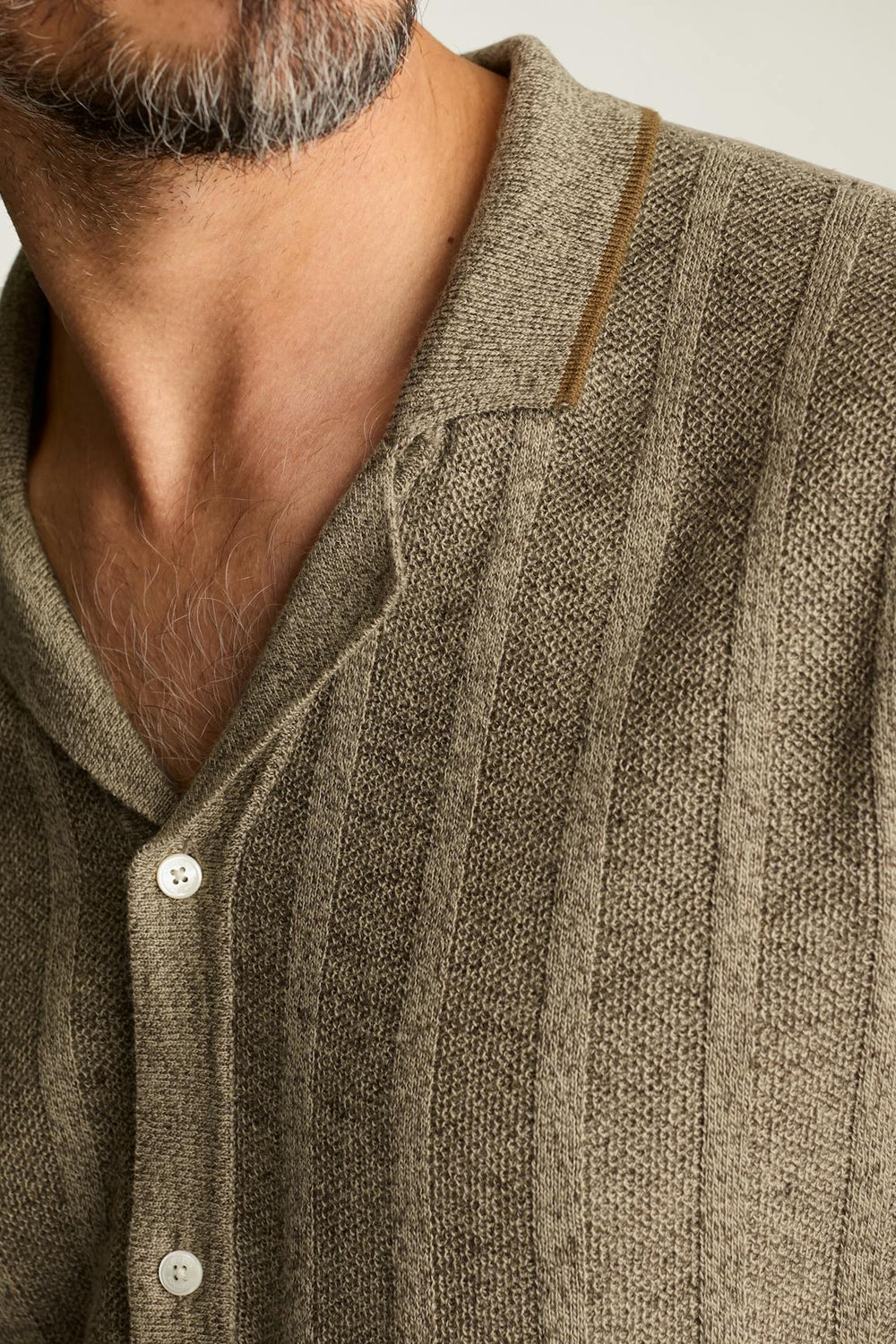 Hudson Cabana Sweater Polo / Bonobos - beige linen stripe