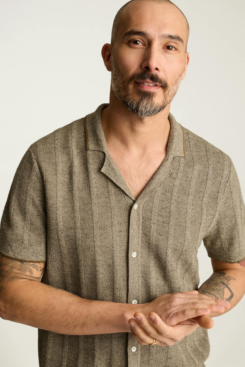 Hudson Cabana Sweater Polo / Bonobos - beige linen stripe