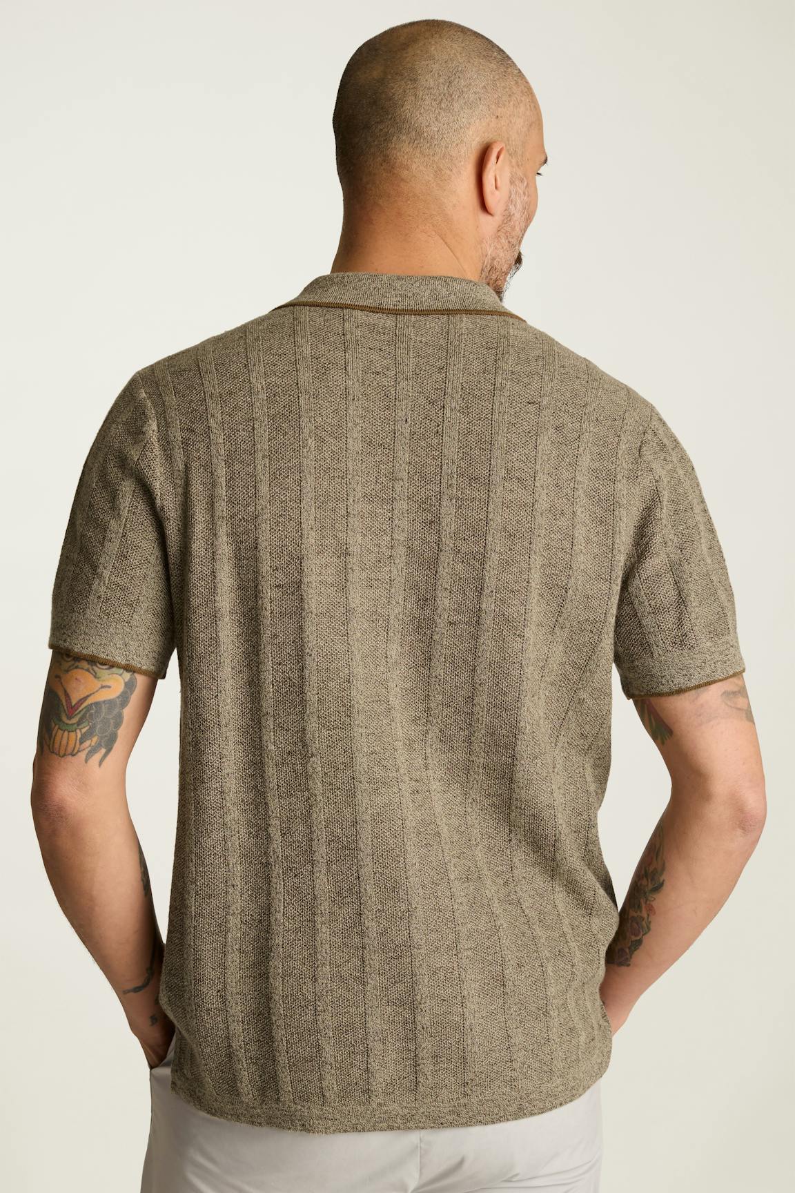Hudson Cabana Sweater Polo / Bonobos - beige linen stripe