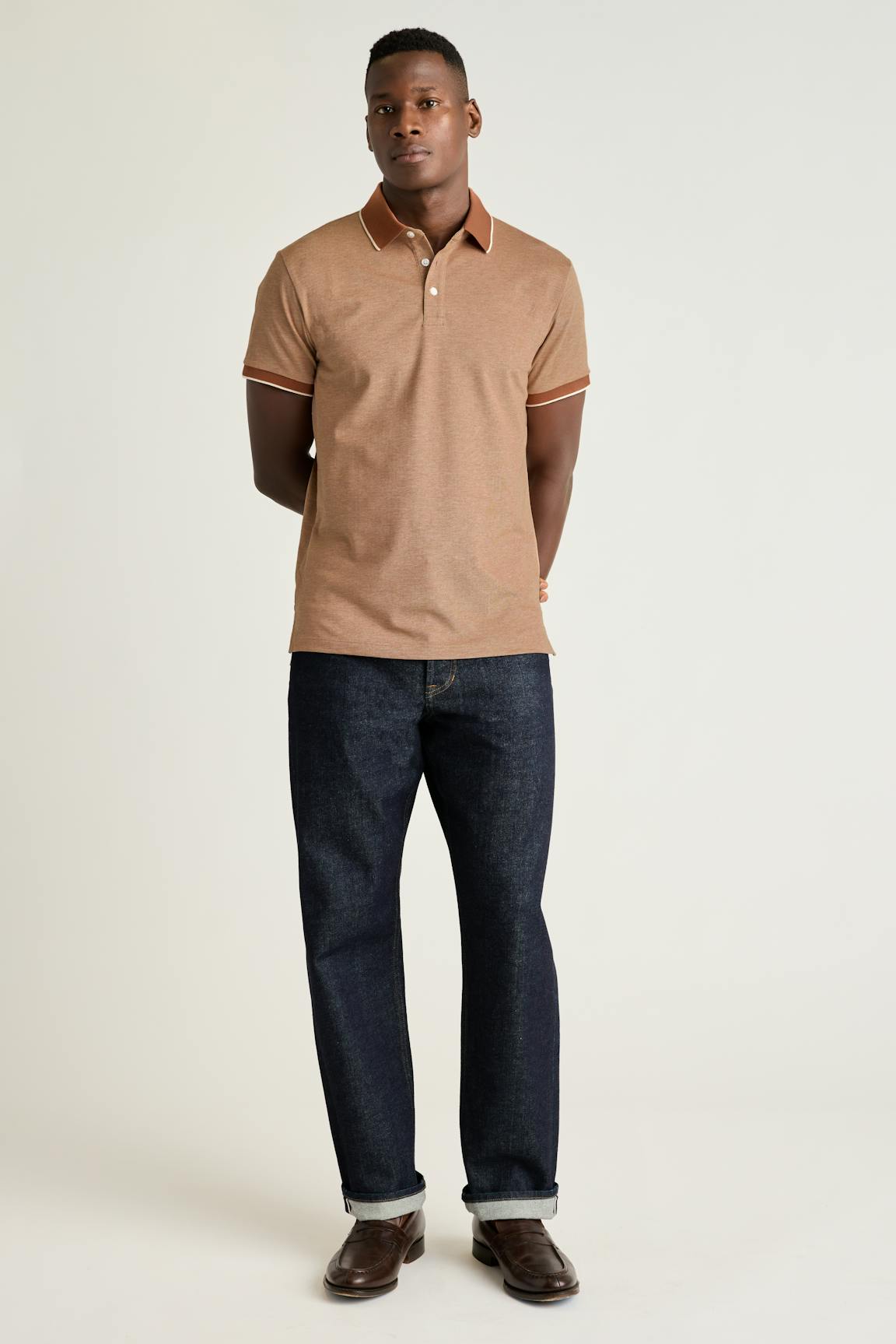 Stretch Pique Polo / Bonobos - rust heather