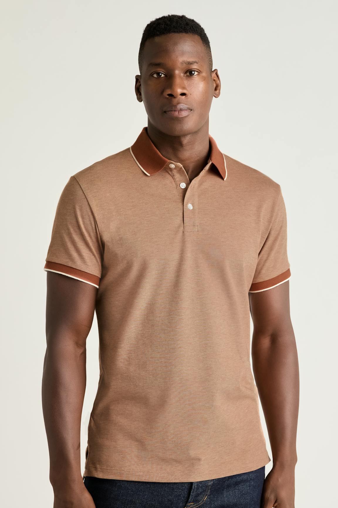 Stretch Pique Polo / Bonobos - rust heather
